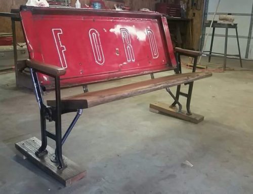 Red Ford Tailgate Bench